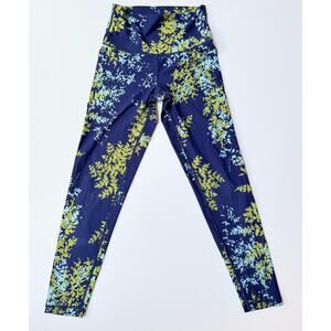 Aerie Chill Play Move Navy Blue Green Floral High Rise leggings Small